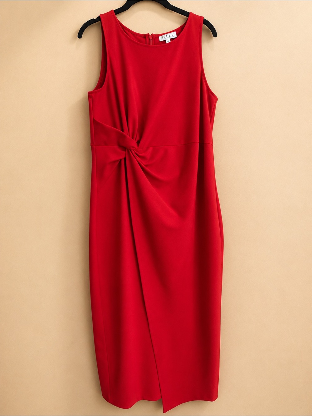 Elle Red Sleeveless Twist-Front Midi Dress